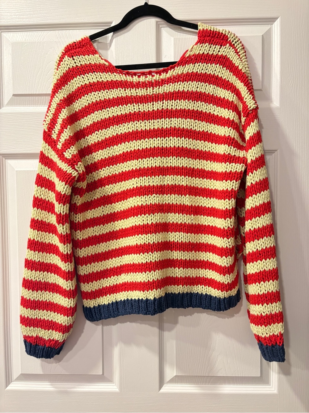 Free People Portland Striped Cotton Pullover Red Sweater - Picture 3 of 5